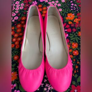 J Crew Hot Pink Leather Ballet Flats ✨